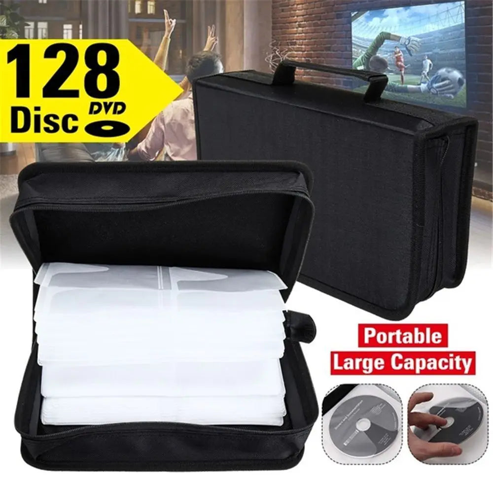 128 Discs DVD CD Holder Dustproof Storage Bags Zipper Album Storage Case Wallet Carrying Bag Organizer Storage Bag Oasis Select