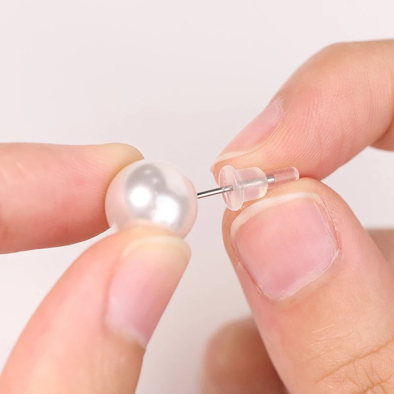 50pcs Comfort Impenetrable Soft Big-Long Earring Backs for Pierced Ears TPE Medical Grade Material Fit with All Types of Earring Oasis Select