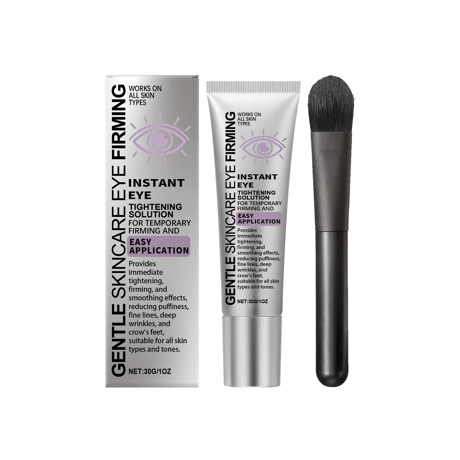 Instant Tighten Eye Cream with Brush Anti Puffiness Dark Circles Moisturizing Reduce Fine Lines Wrinkles Nourishing Massage Oasis Select 30g boxed 30g