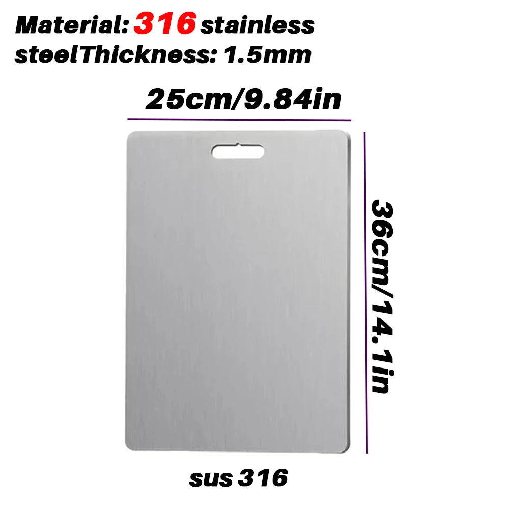 New stainless steel cutting board, multiple materials, for kitchen, home, camping, parties, and barbecues, usable on both sides Oasis Select 316 36x25cm