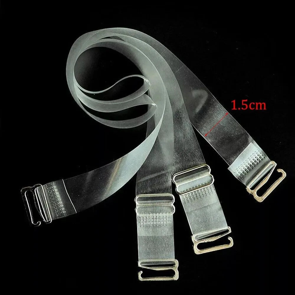 Sexy Off-the-shoulder Transparent Bra Straps Detachable Anti Slip Underwear Strap Adjustable Invisible Shoulder Strap Tops Oasis Select Alloy Buckle - 1.5cm One Size