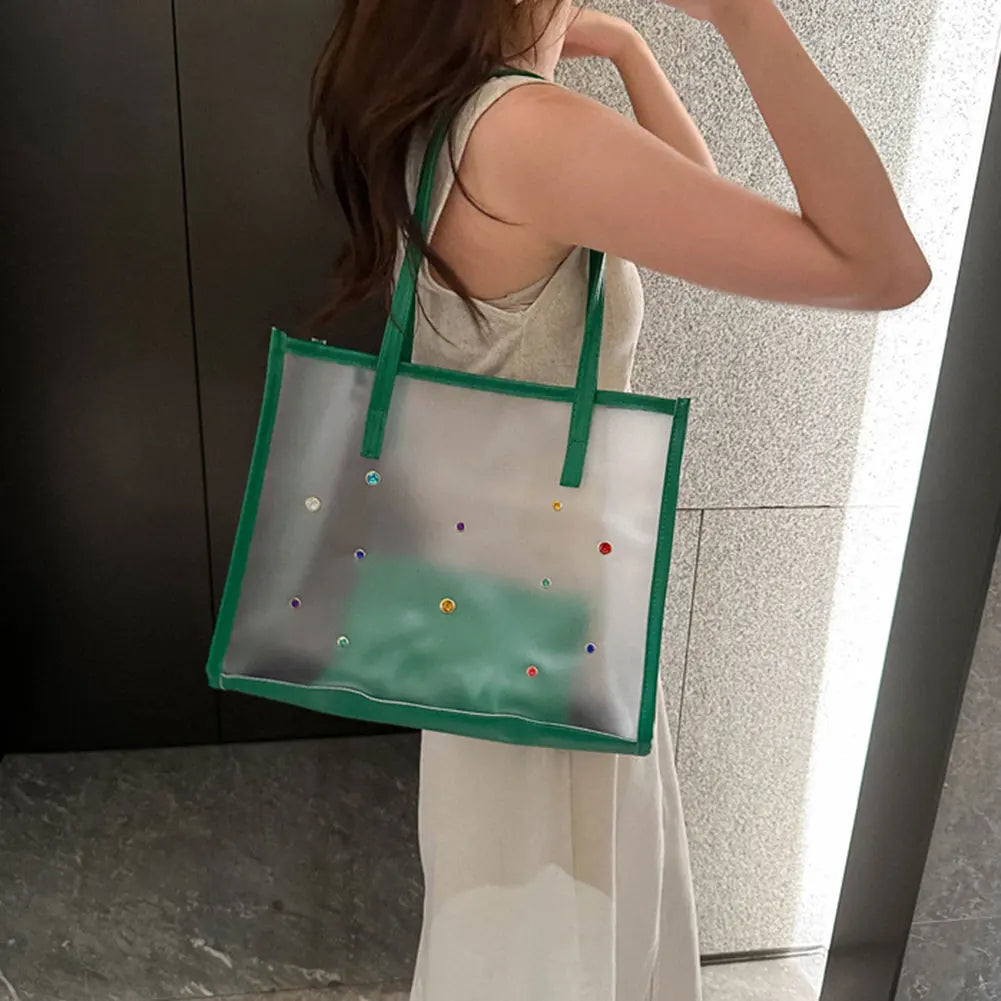 Clear PVC Tote Bag – Large Waterproof Shoulder Bag for Women