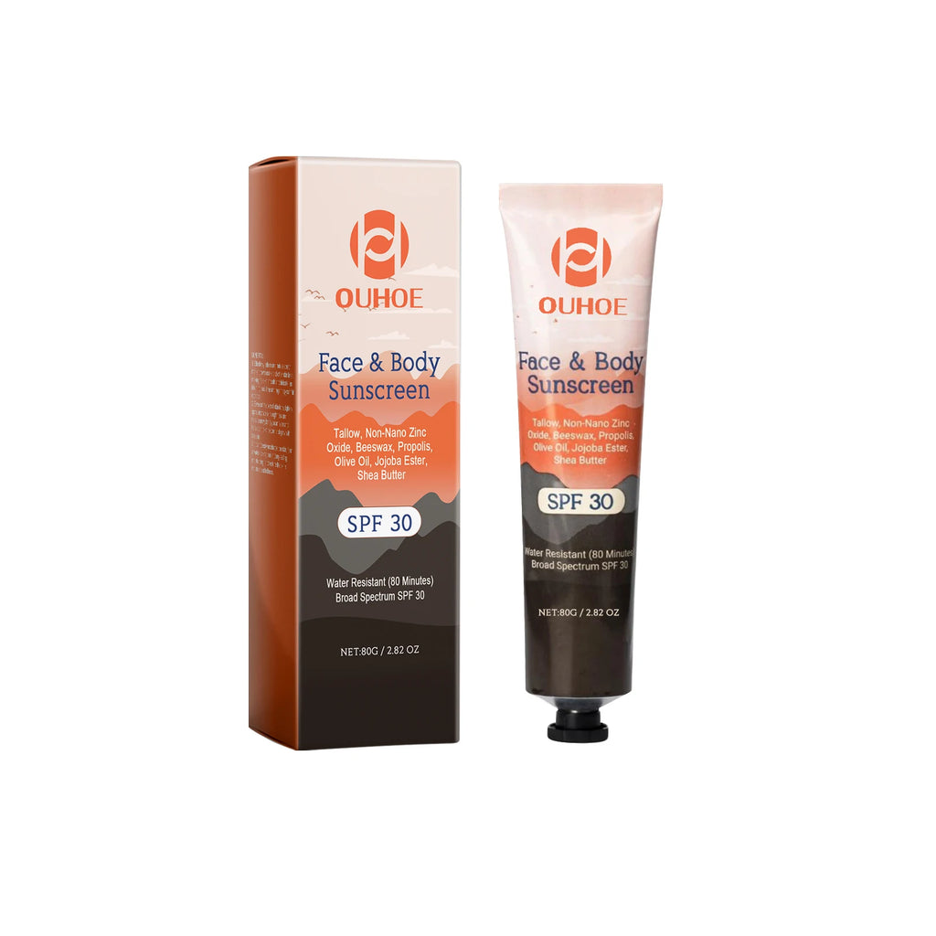 SPF 30+ Facial & Body Sunscreen – Waterproof Moisturizing UV Block Facial Body Sunscreen Oasis Select 80g boxed