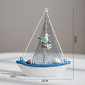 1pcs Mediterranean Style Sailboat Model Handmade Creative Home Decor Ornament for Living Room & Desktop Decoration Oasis Select C seabirds