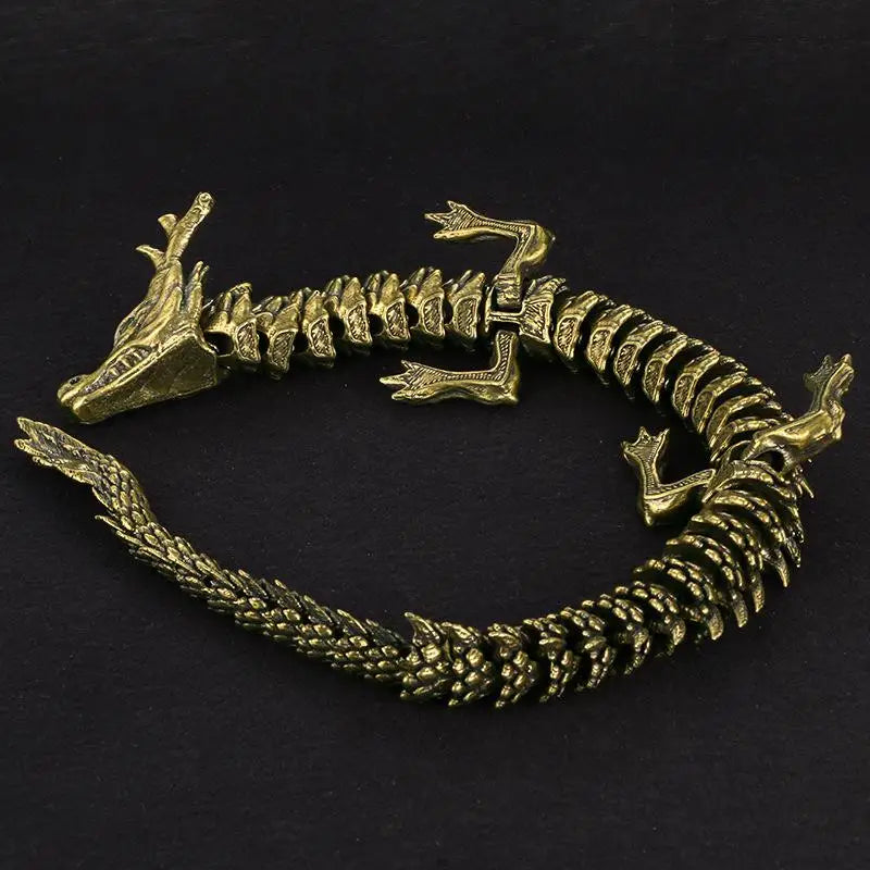 1Pcs Moveable Body Joints Antique Alloy Lucky Dragon Desktop Office Crafts 3D Dragon Statue Ornament Home Decoration Gifts Oasis Select