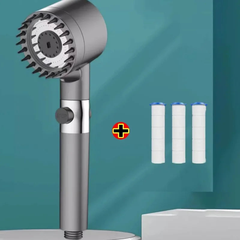 Strong Current Shower Head Powerful High Pressure Shower Head Adjustable Spray Massage Rain Faucet Shower Set Bathroom Oasis Select shower set 4pc