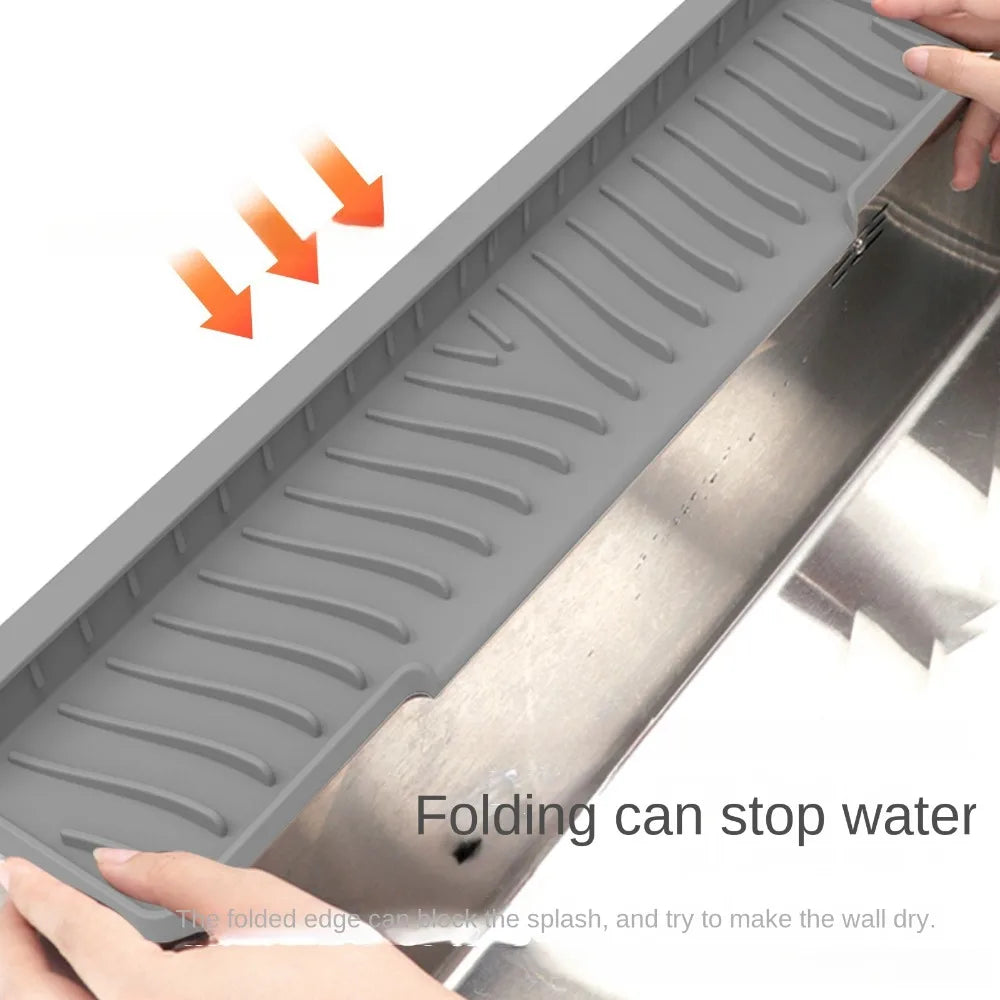 New Silicone Drain Mat 45cm Lengthen Anti-slip Kitchen Sink Holder Faucet Accessories Sink Splash Guard Farmhouse Decor Oasis Select