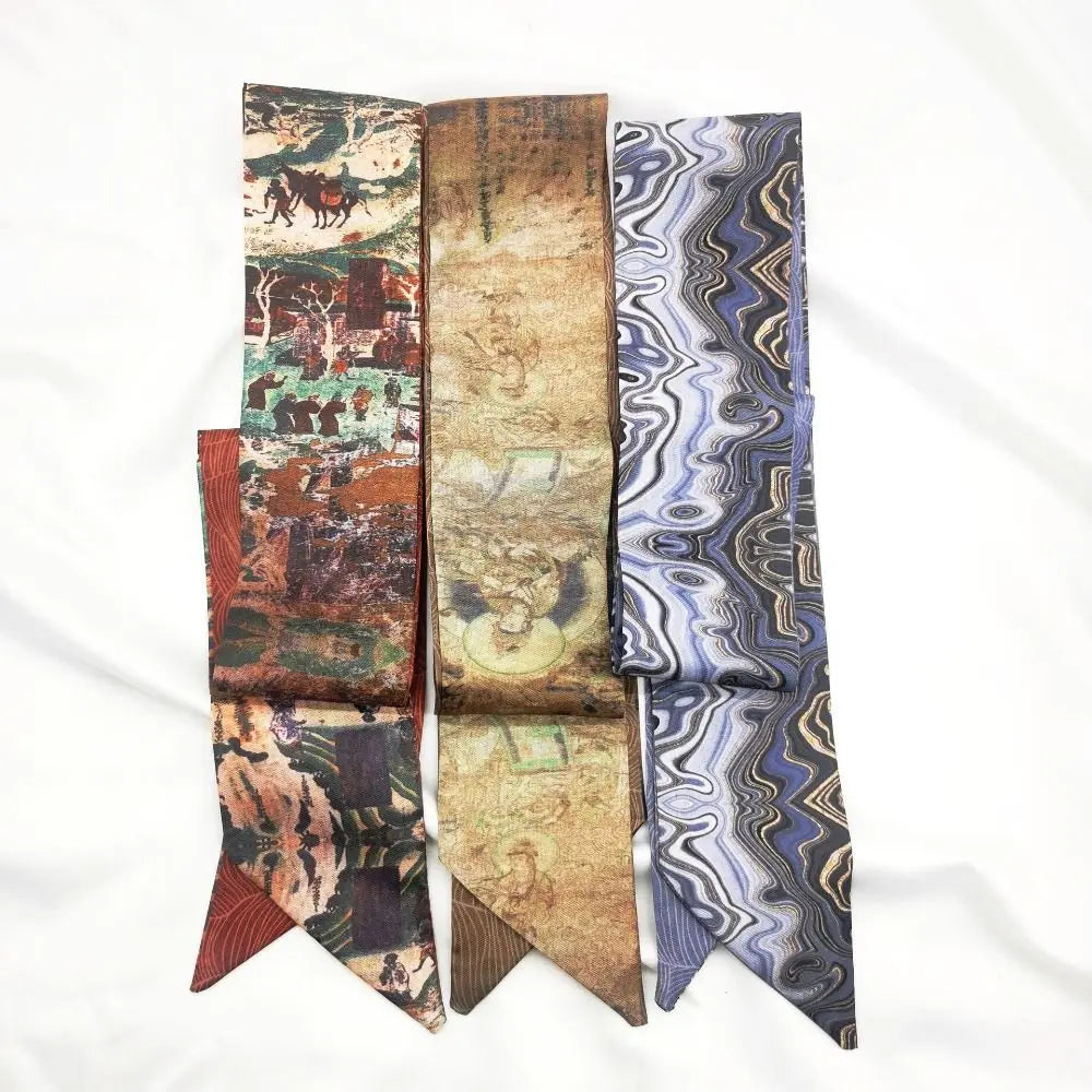 New Floral Headband Ribbon Oil Painting Headscarves Chinese Style Floral Scarf Oasis Select