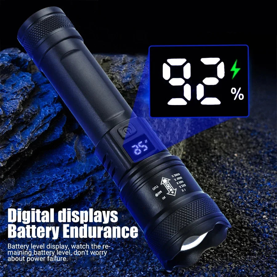 Tactical LED Flashlight 2000LM Zoom Torch | USB Rechargeable