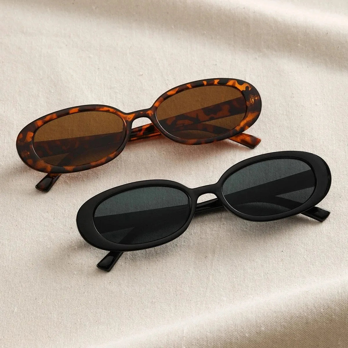 2PCS Women Small Oval Sunglasses Vintage Women's Brand Designer Sun Glasses Fashion UV Protection Shades Oasis Select 2pc