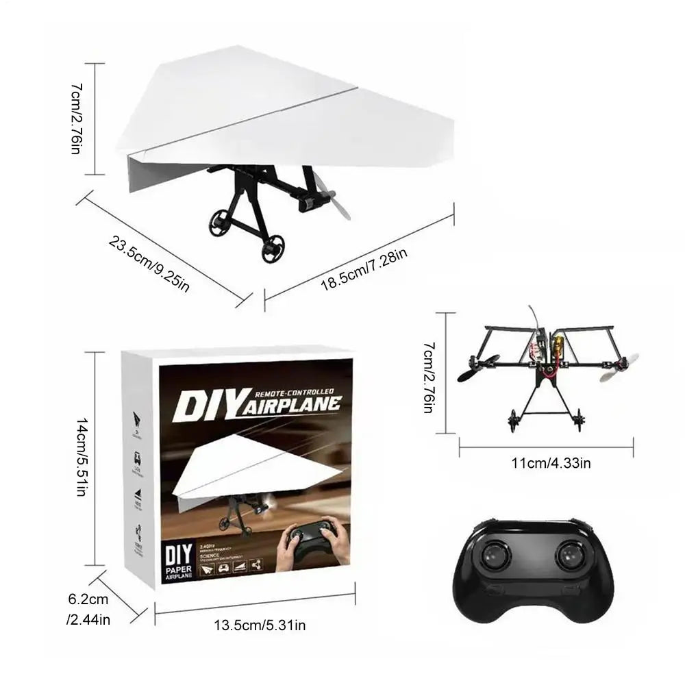 RC Paper Airplane Kit DIY Aircraft Toys Electric Remote Control Plane excluding paper airplane for Boys Girls Backyard Holiday Oasis Select Three electric model