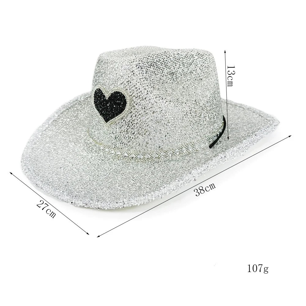 Women's Cowgirl Hat Stylish Rhinestone Design Sun Hat Wide Brim Western Cap for Party& Daily Life Oasis Select