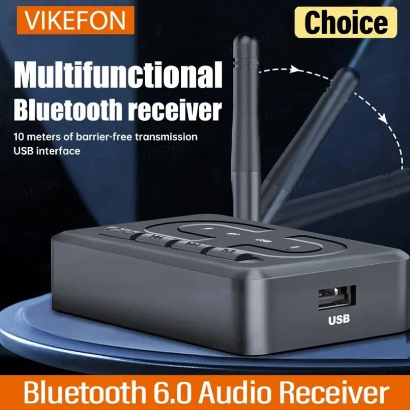 Bluetooth 6.0 Audio Receiver 3.5mm AUX RCA With Mic HIFI Stereo Wireless Adapter Support USB U-Disk For Car Speaker Amp Oasis Select