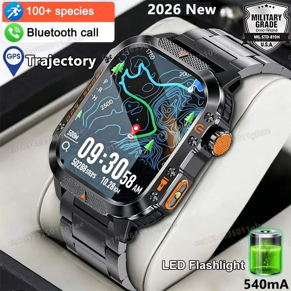 2026 New Rugged Military GPS Smart Watch Men Bluetooth Call Health Monitoring Sports 5ATM Waterproof Smartwatches Man Pk HW12 Oasis Select