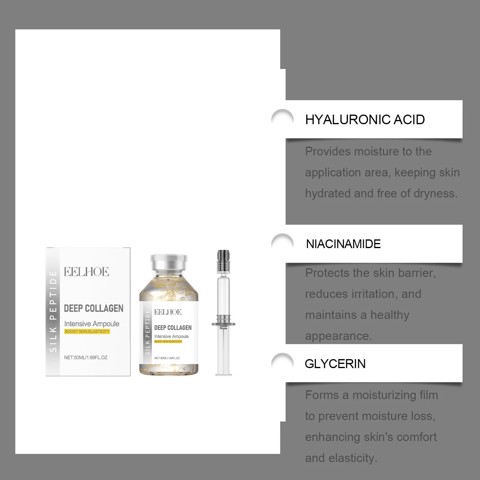 Silk Peptide Intensive Lifting Ampoule Deep Collagen Intensive Revitalizing Essence Face Tightening Smoothing Anti Aging Serum Oasis Select