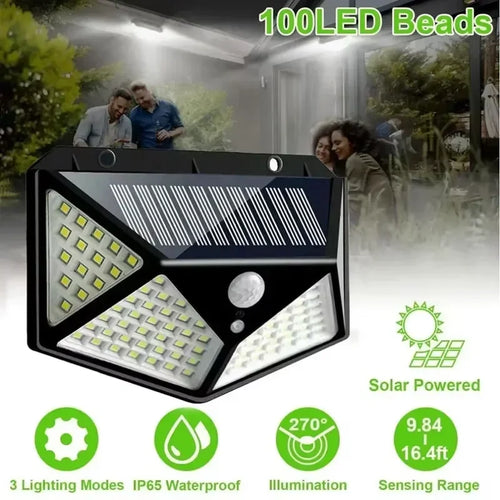 100 LED Solar Wall Light – PIR Motion Sensor Outdoor Garden Lamp Solar Outdoor Light Oasis Select