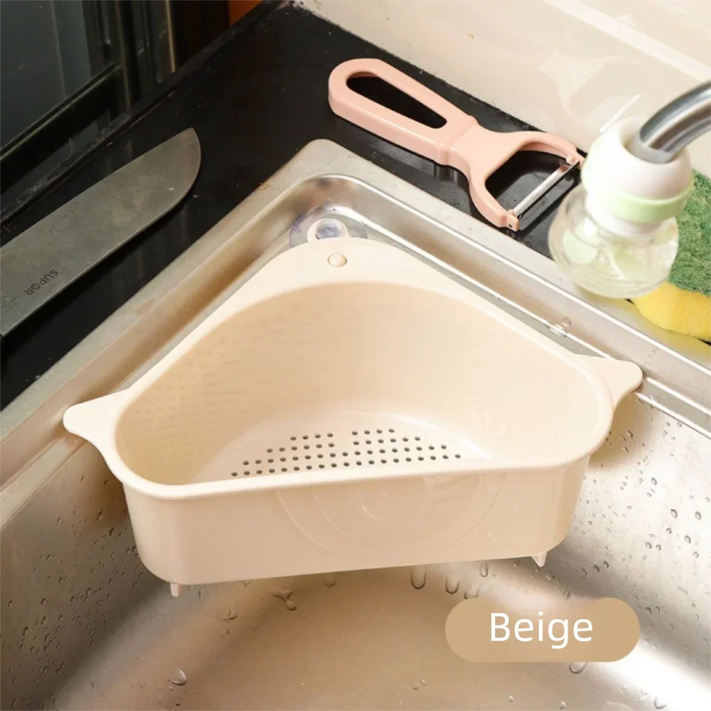 Portable Push-type Kitchen Sink Filter Basket Separate Drain Bowl Filter Basket Anti-leakage Anti-leakage Sink Storage Rack Oasis Select Beige 2