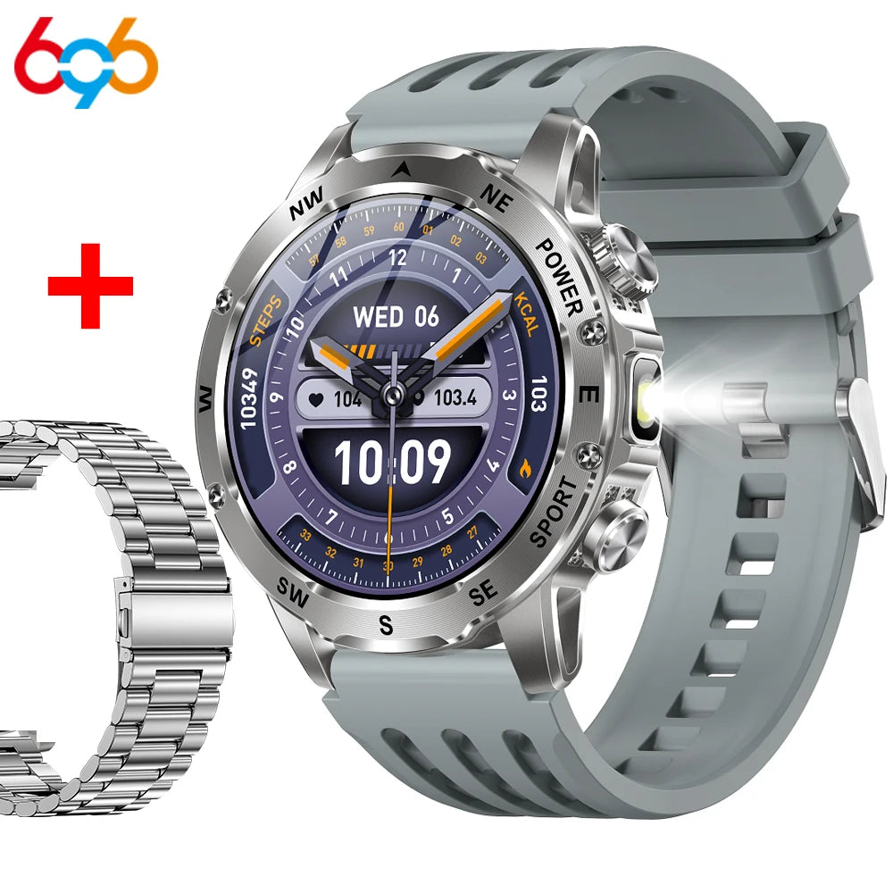Outdoors Smart Watch Men Women 800Mah Battery IP68 Waterproof Health Music Smartwatch Flashlight Compass BT Call Sports Fitness Oasis Select SVGRS A SV3M
