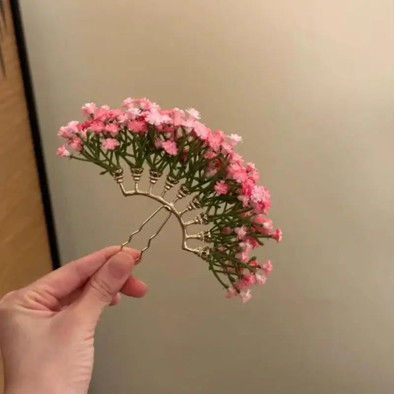 Baby's Breath Flower Hair Clip – Elegant Bridal Hairpin Floral Hair Clip Oasis Select A12