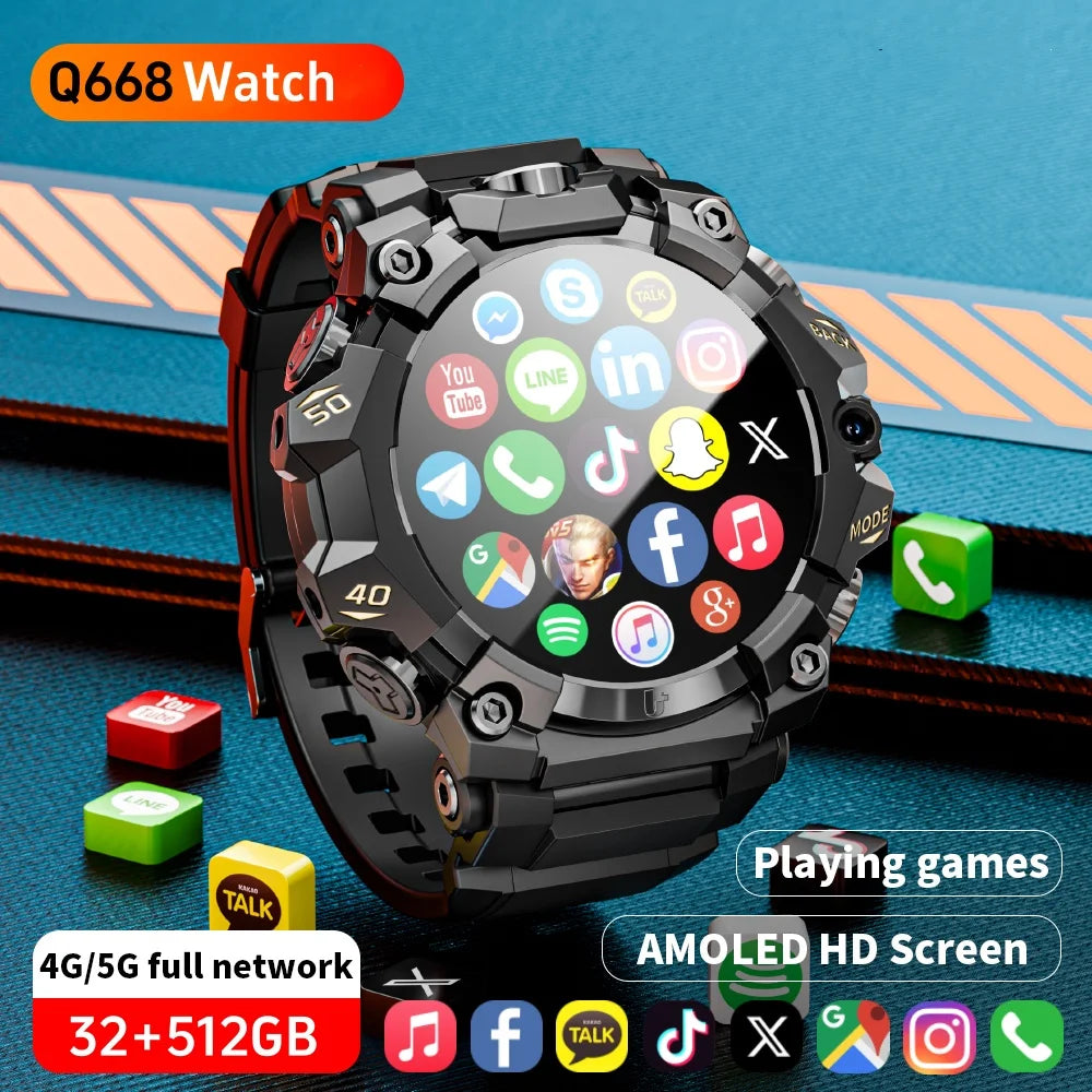 Q668 Smartwatch 5G Full Netcom Android 10.0 Smart Watch With 2150Mah Battery 800W HD Dual Camera Amoled GPS WIFI NFC Video Call Oasis Select