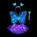 Luminous Wings Flashing Butterfly Skirt Lights Suit LED Children Costume Girls Angel Fairy Prop Photography Performance Wear Oasis Select Blue OneSize
