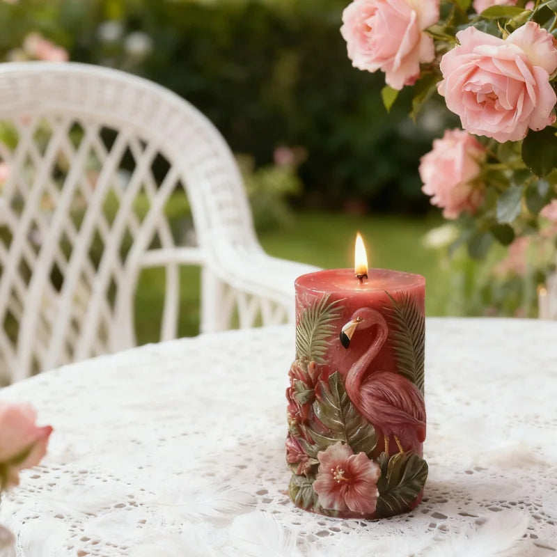 Flamingo 3D Relief Scented Candle Silicone Mold DIY Flamingo Ornament Silicone Mold For Home Decor Oasis Select
