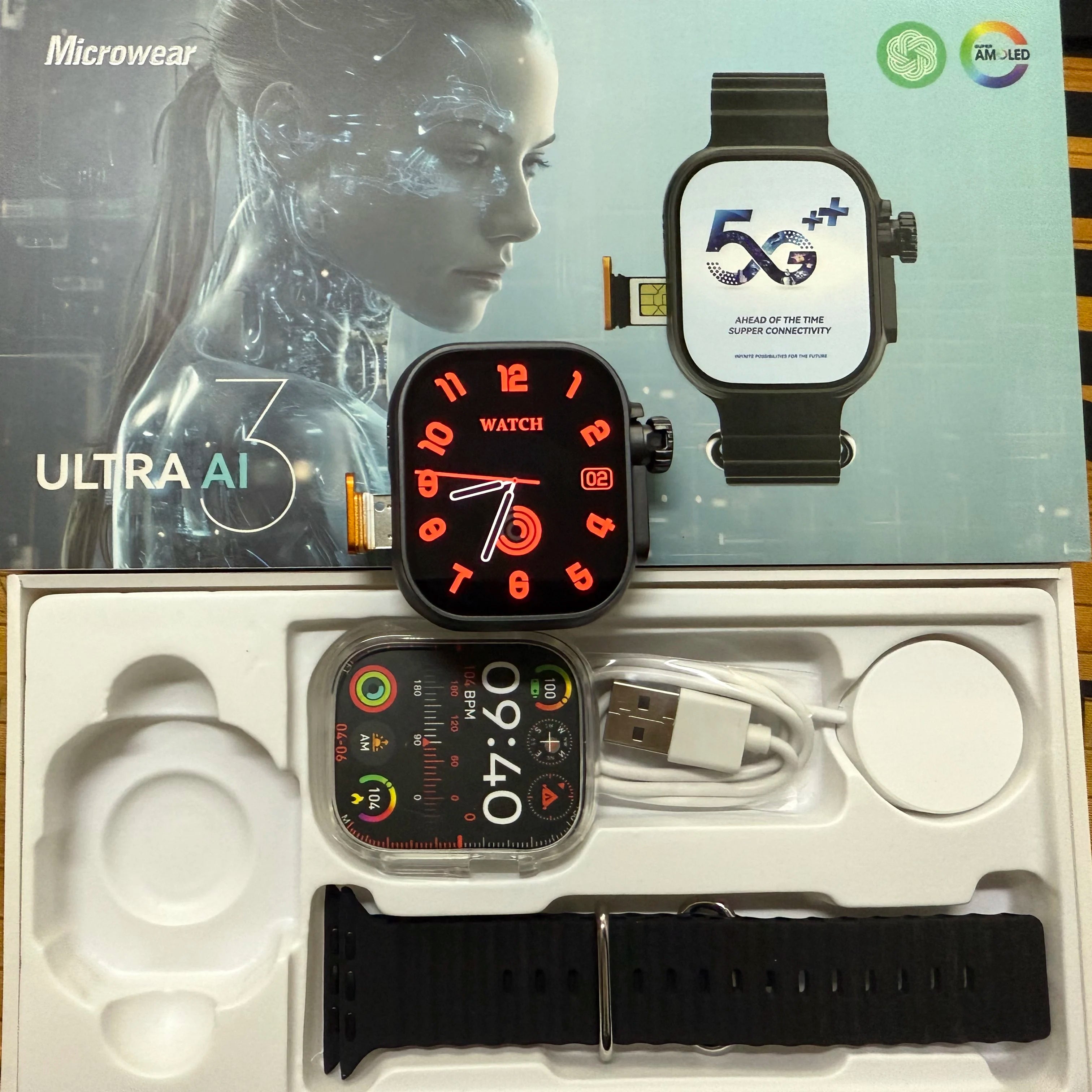 Ultra Ai3 4G Android Smartwatch | AMOLED GPS 180° Camera