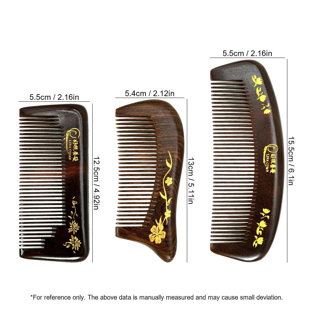 Natural Sandalwood Wide Tooth Comb – Anti-Static Moon Shape Wooden Hair Comb Oasis Select