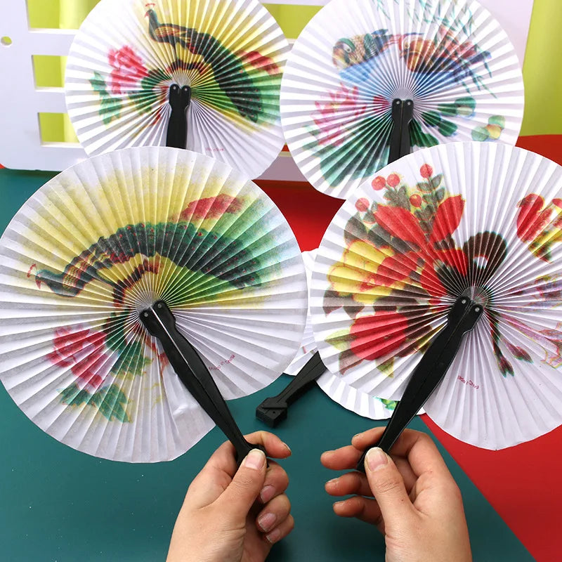 Elegant Traditional Chinese Hand Fan, Colorful Bird & Flower Design, Portable Foldable Plastic Fan, Exquisite Party Gift Oasis Select