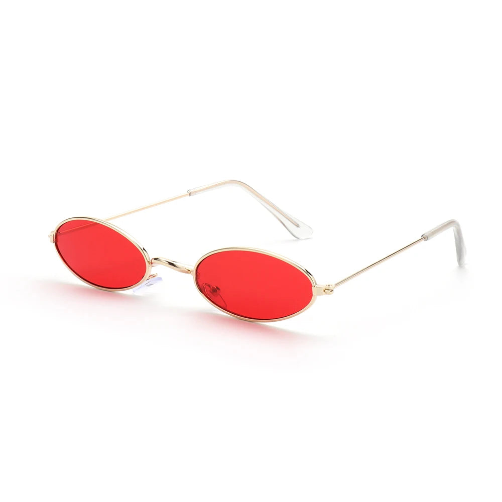 Retro Men and Women Accessories Eyeglasses Sun Glasses Vintage Shades Oval Sunglasses Oasis Select Gold - Red