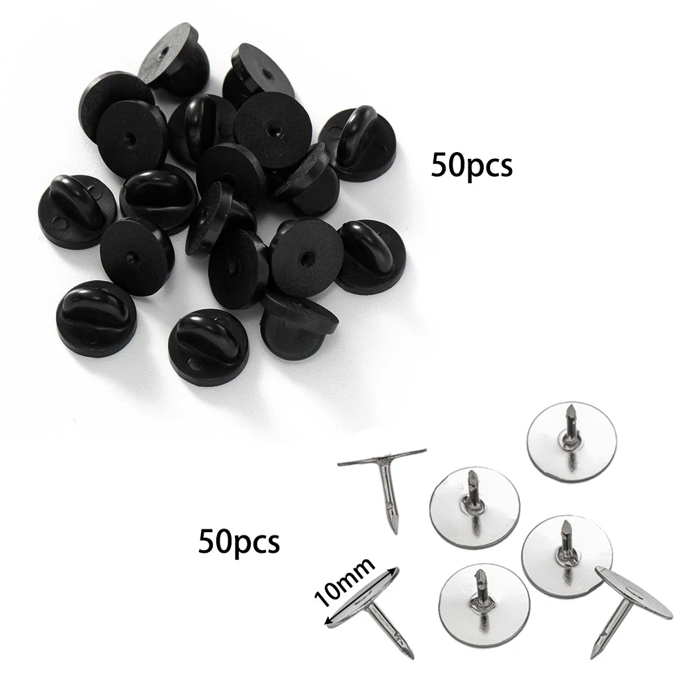 100pcs PVC Rubber Pin Backs Heliltd Butterfly Clutch Tie Tacks Blank for DIY Uniform Badges Holder Clasp Lapel Pin Enamel Pins Oasis Select Set 2