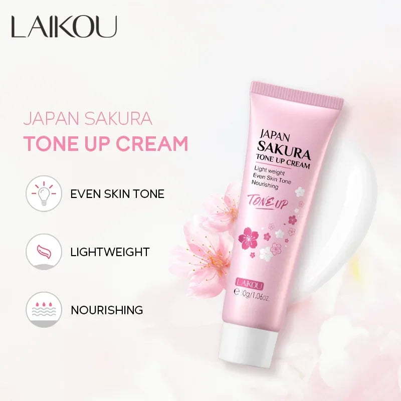 LAIKOU Sakura Tone Up Cream Hydrating Moisturizing Essence Cream Nourishing Skin Care for All Skin Types 30g Oasis Select