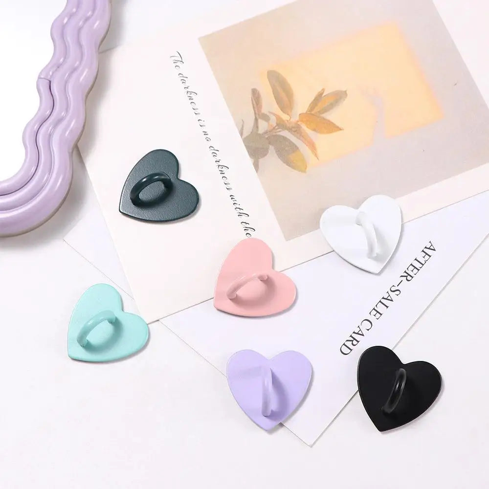 2Pcs Kawaii Adhesive Metal Heart Phone Charm Holder Mobile Phone Case Finger Ring Stand Hooks Buckle Charms Clasp Accessories Oasis Select