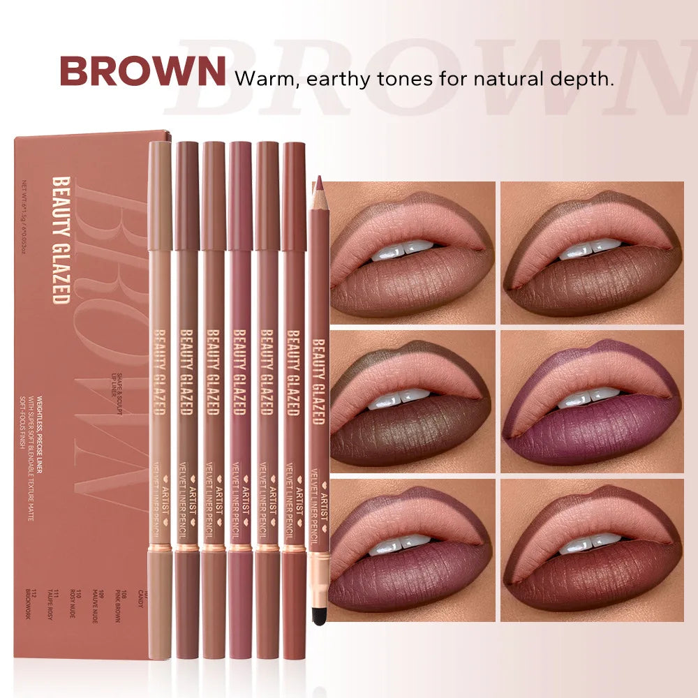 6-Piece Matte Dual-Ended Lip Liner Set – Long-Lasting, All Tones Lip Liner Set Oasis Select