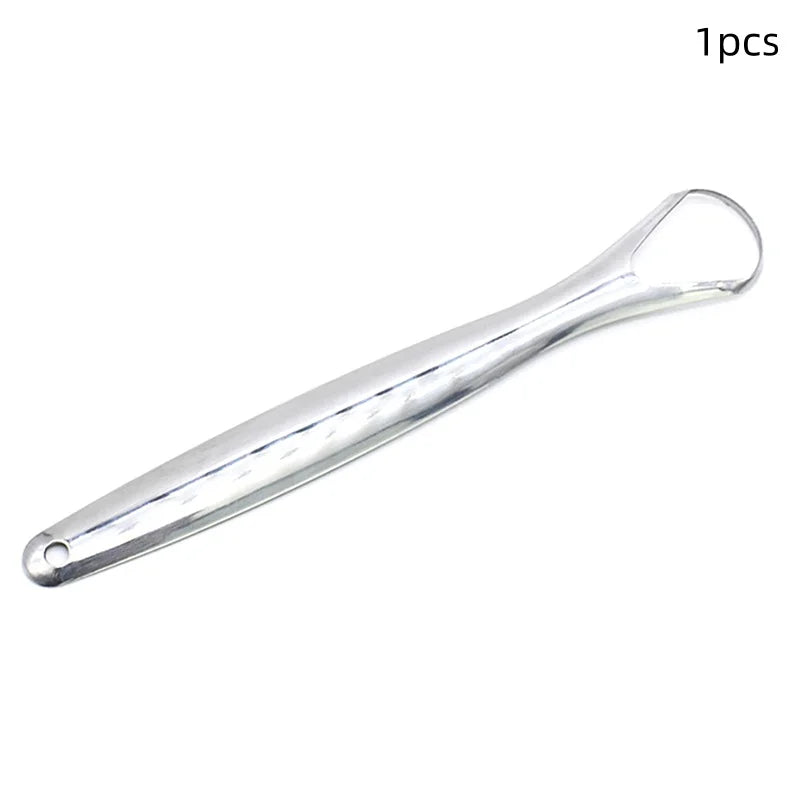 1/2 Pcs Reusable Stainless Steel Useful Tongue Scraper Cleaner Fresh Breath Cleaning Coated Tongue Oral Hygiene Care Tools Oasis Select 02