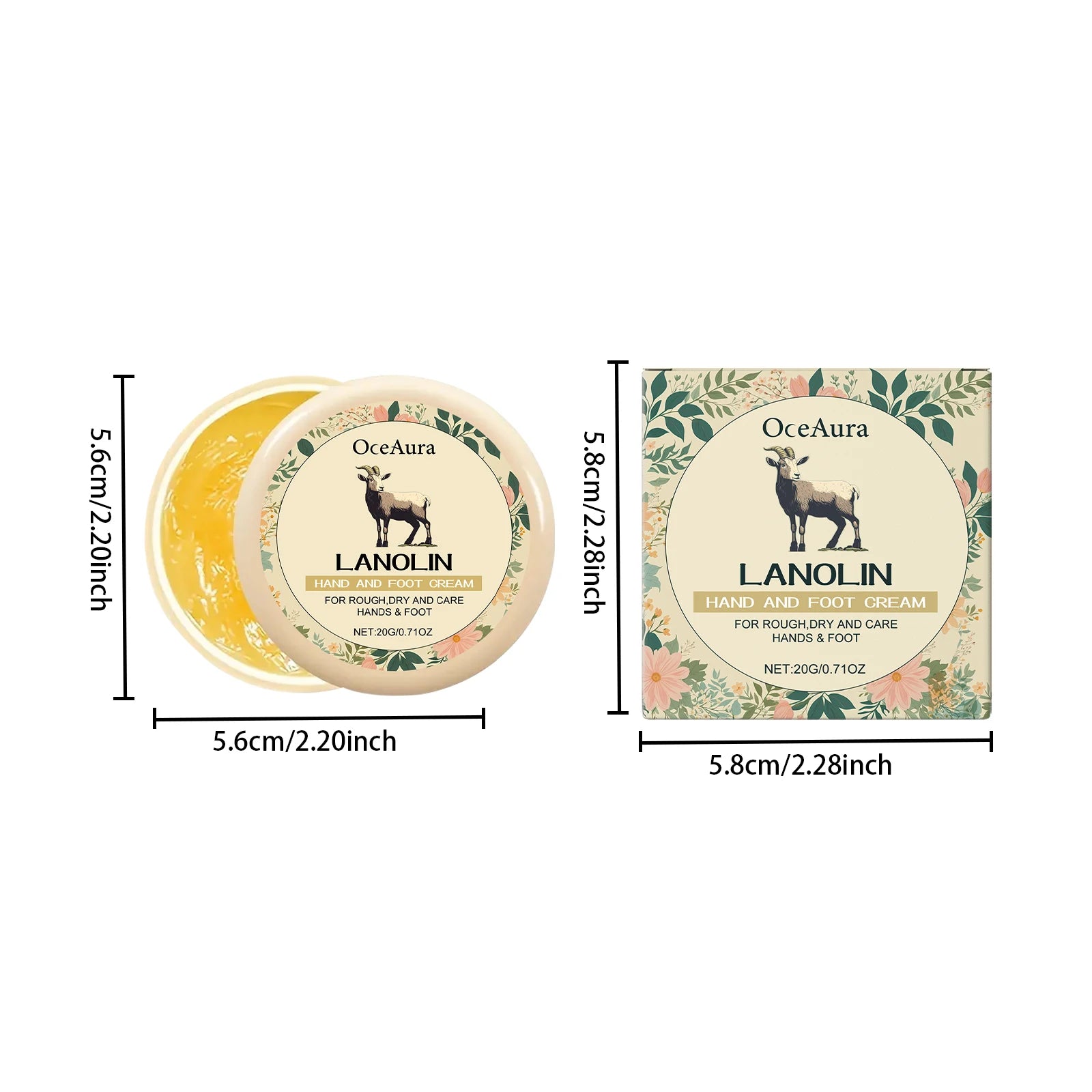 Lanolin Hand Foot Cream Deep Moisturizing Exfoliates Removes Dead Skin Softens Hands Anti-Crack Non-Greasy Hydration Cream Oasis Select
