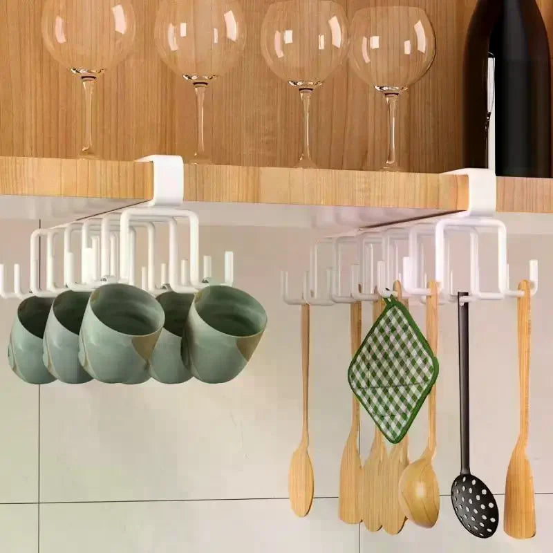 12-Hook Drill-Free Under-Cabinet Hanging Cup & Mug Rack