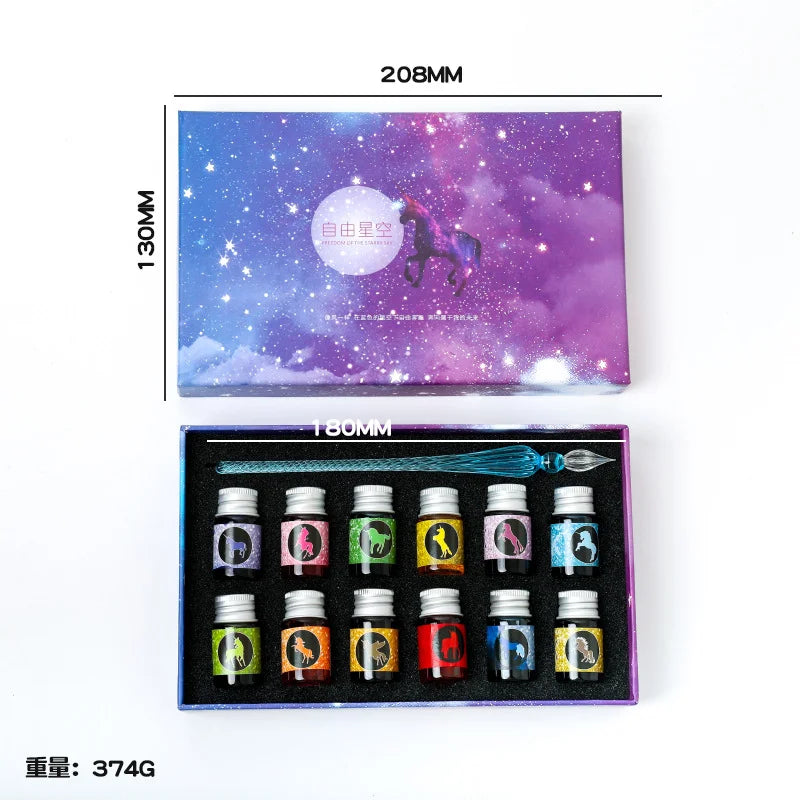 Free Starry Sky Pen Glass Pen Gradient Color Gift Set Dip Pen Business Gift Pen Student Crystal Pen Oasis Select 11