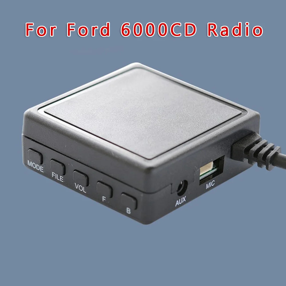 12Pin Car Audio Adapter for Ford 6000CD Radio with AUX USB TF and Microphone Support for Smartphone and Tablet Audio Integration Oasis Select