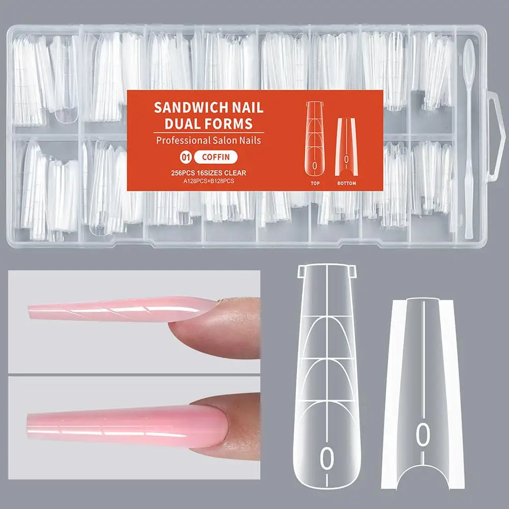 256-Pc Sandwich Dual Form Nail Tips – Full Cover Gel Extension Kit Nail Extension Kit Oasis Select