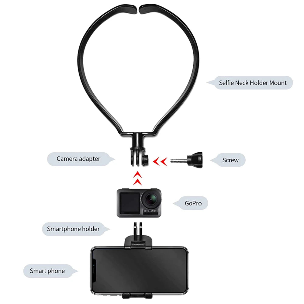 Neck Mount Strap for GoPro 11–5 & Smartphone | POV Vlog