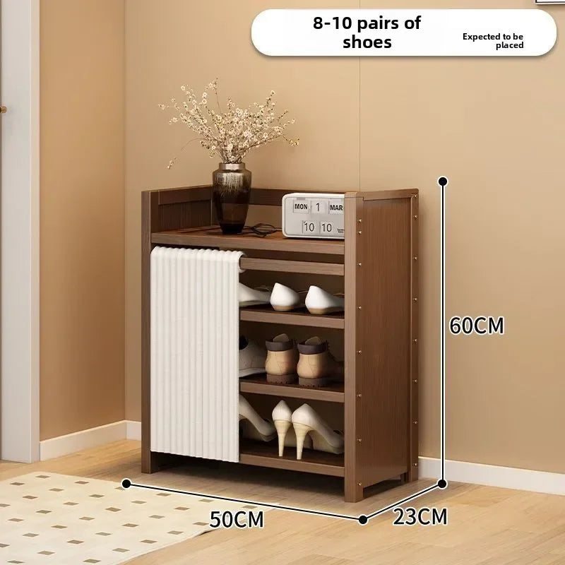 Multi-functional Folding shoe rack installation-free integrated dustproof large-capacity storage shoe rack Oasis Select Brown A