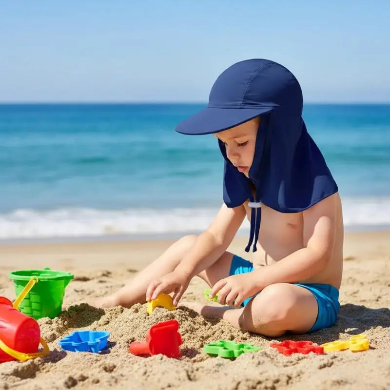 Multicolor Kids Anti-UV Sunscreen Hat Nylon Breathable Large Brimmed Hat Swimming Outdoor Ice Silk Hats Unisex Oasis Select