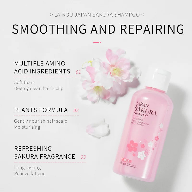 LAIKOU Sakura Shampoo Hair Nourishing Repair Damaged Anti Dandruff Oil Control Shampoos Cleansing Care Refreshing Fluffy ﻿ Oasis Select