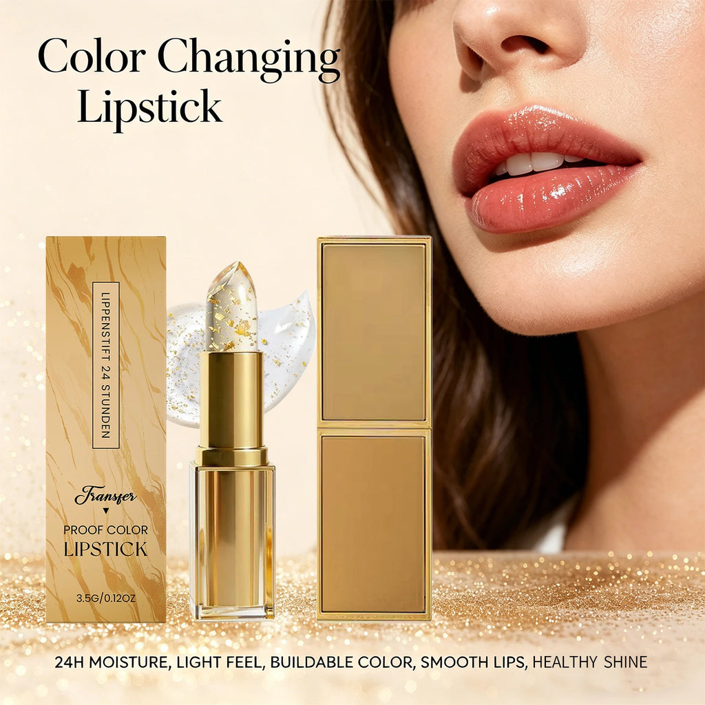 Golden Foil Color Changing Lipstick,Moisturizing and Smoothing Tinted Lip Care Radiant Lip Glow, For All-Day Comfort Oasis Select