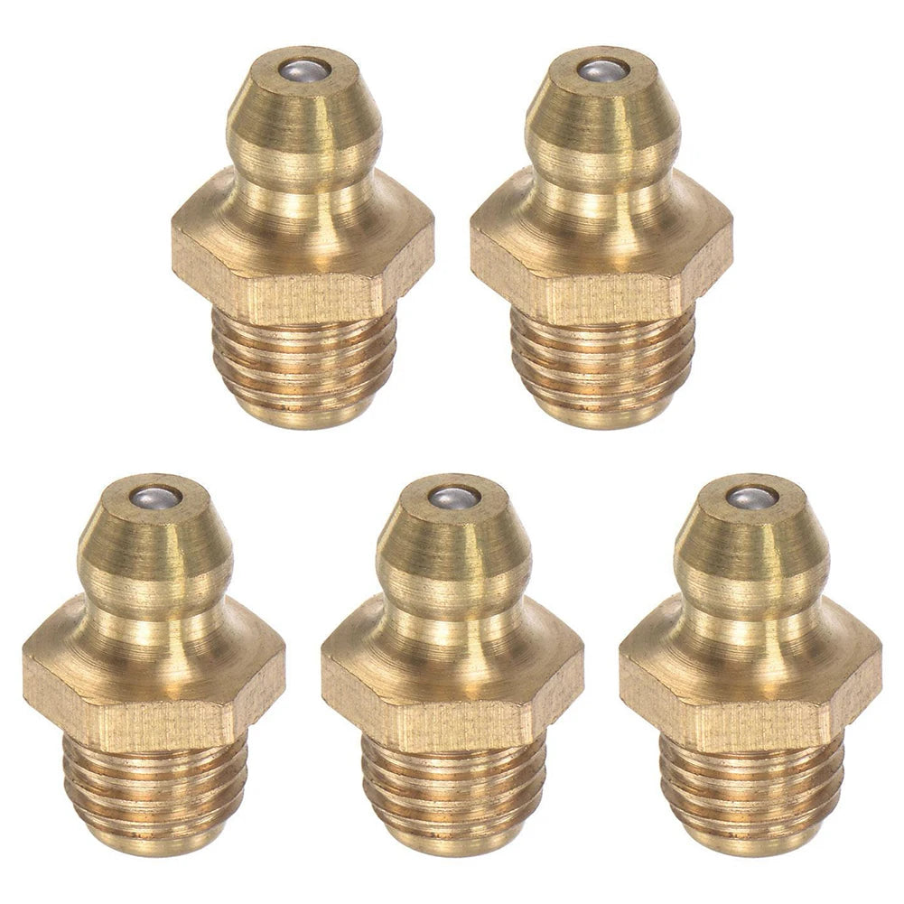 5Pcs Brass Straight Hydraulic Grease Fitting Accessories M8X1mm Thread Grease Fitting Nipple ﻿Car Filling Tools Oasis Select 5pcs