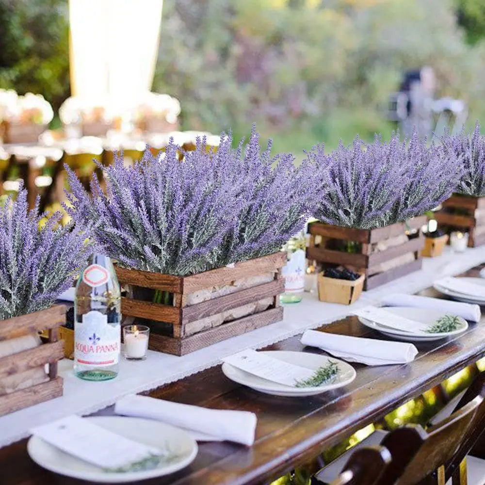1pcs Fake Flowers Artificial Lavender Faux Plastic Plants for Home Decor Wedding Kitchen Garden Patio Porch Window Box Oasis Select
