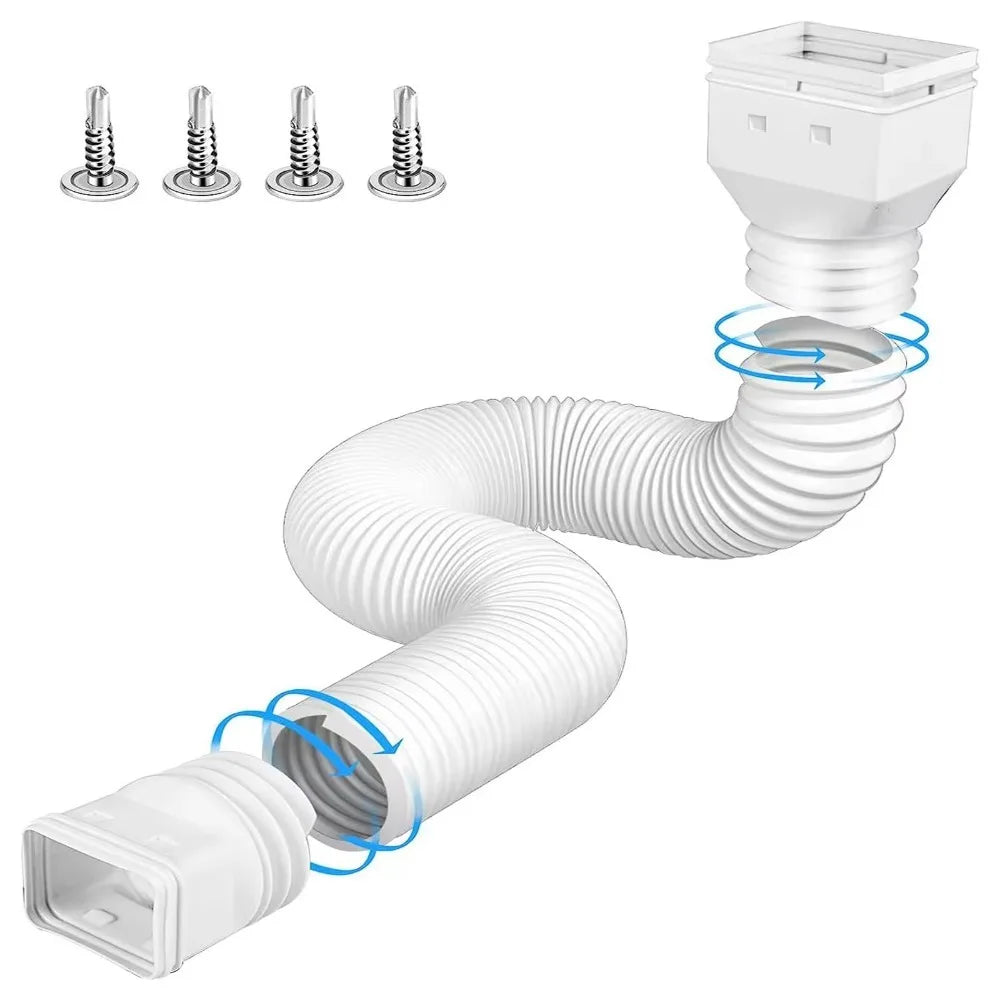 Retractable Rain Gutter Downspout Extensions with Screws Rainwater Drainage Drain Downspout Extender Adjustable Oasis Select White