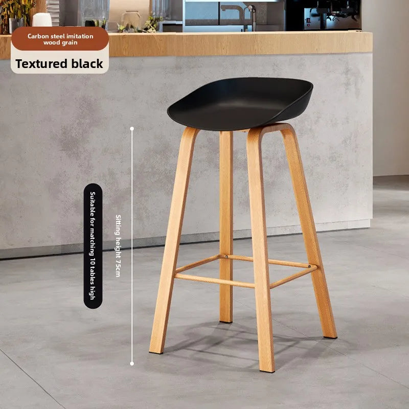 Nordic Bar Chair Modern Simple Bar Chair Wrought Iron Fashion Creative Restaurant High Stool Household Stool Front Desk Chair Oasis Select Black 75 2 pieces 1