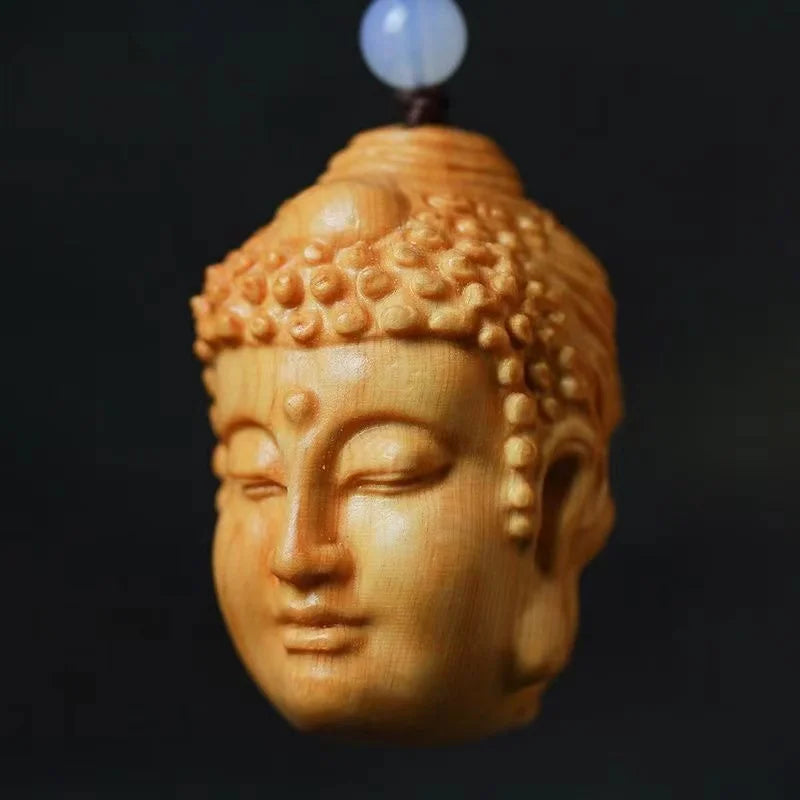 A read between Buddha and magic natural solid wood carving men portable disc play hand piece play car pendant Oasis Select